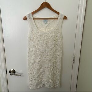 Calypso St. Barth | White knit hand crocheted sleeveless beach coverup | Small
